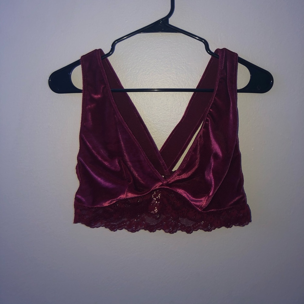 triangle velvet cross back brallet